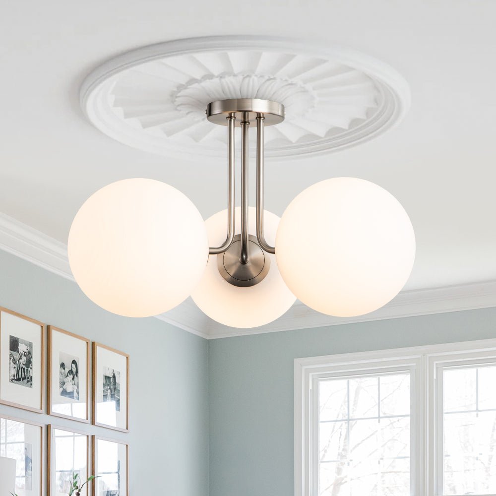 Modern 3-Light Opal Glass Globe Ceiling Light