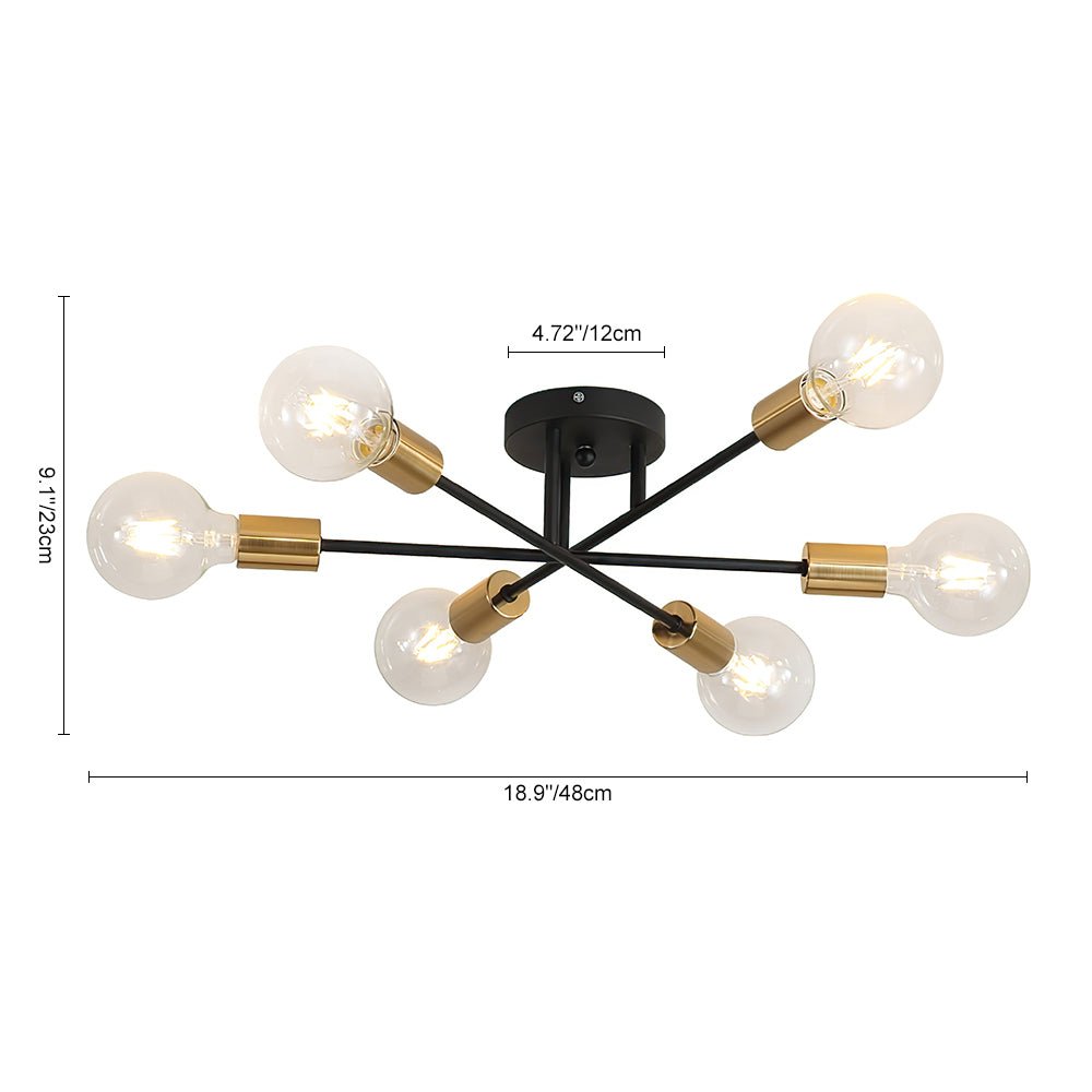 6-light Semi Flush Sputnik Light Fixture