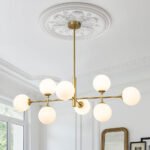 8-Light Linear Sputnik Frosted Glass Globe Chandelier