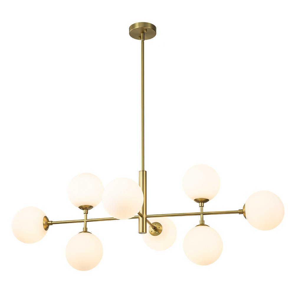 8-Light Linear Sputnik Frosted Glass Globe Chandelier