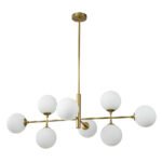 8-Light Linear Sputnik Frosted Glass Globe Chandelier