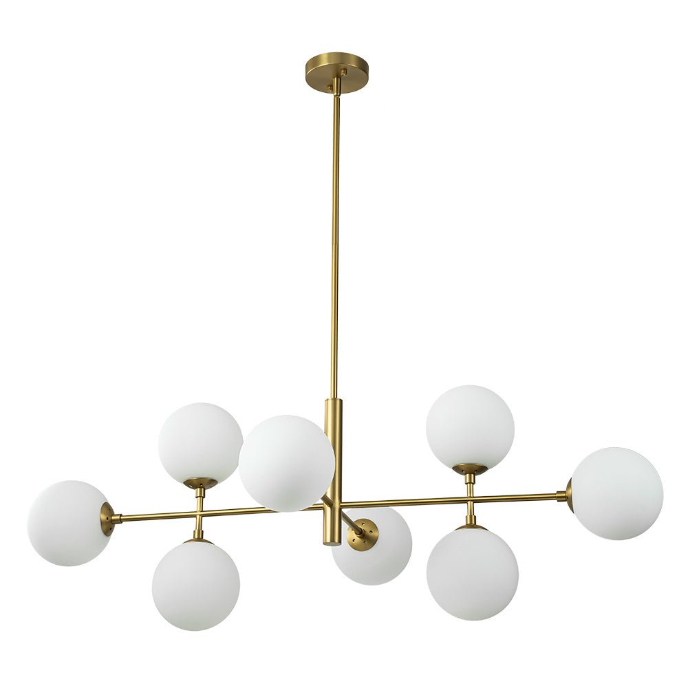 8-Light Linear Sputnik Frosted Glass Globe Chandelier