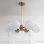 Vintage Glass Ball Brass Chandelier