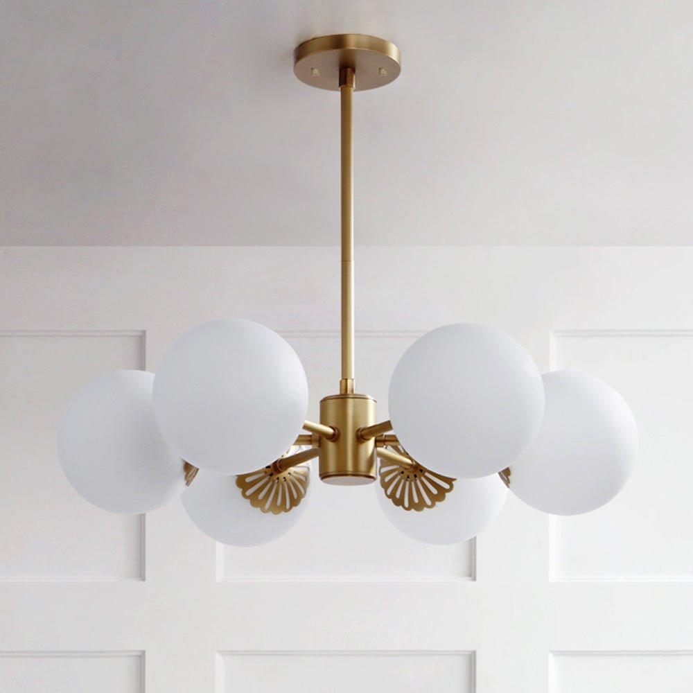 Vintage Glass Ball Brass Chandelier