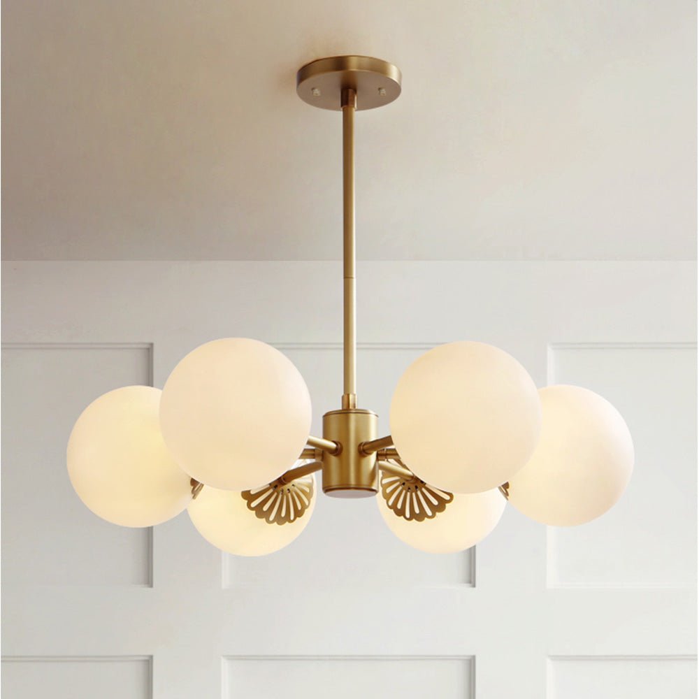 Vintage Glass Ball Brass Chandelier