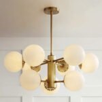 Vintage Glass Ball Brass Chandelier