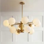 Vintage Glass Ball Brass Chandelier