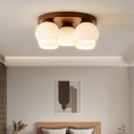 Minimalist Wood Multi-Heads White Ceiling Light