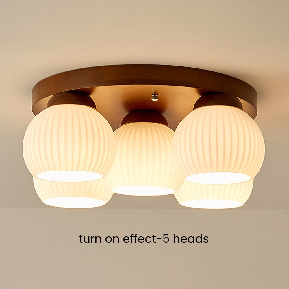 Minimalist Wood Multi-Heads White Ceiling Light