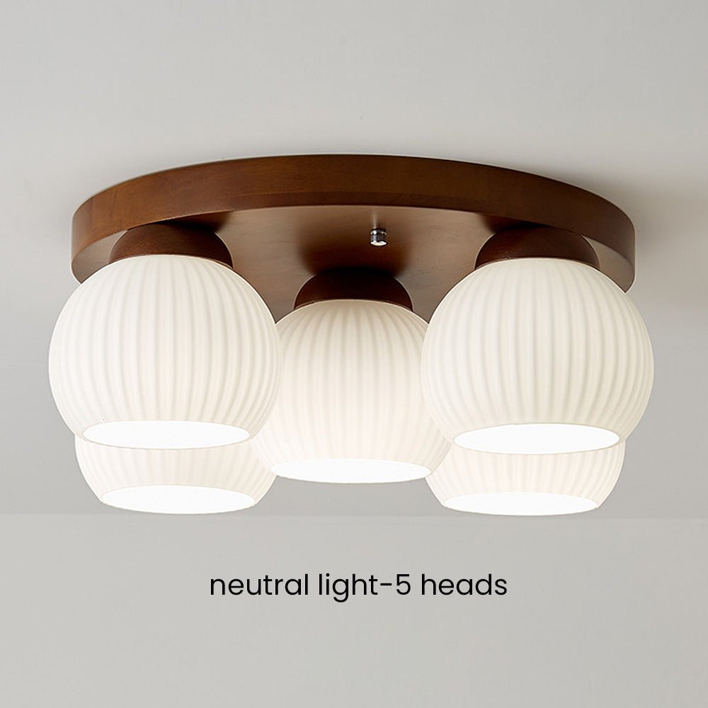 Minimalist Wood Multi-Heads White Ceiling Light