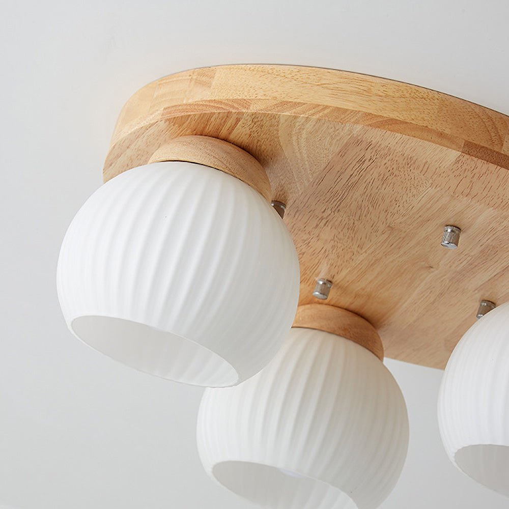 Minimalist Wood Multi-Heads White Ceiling Light