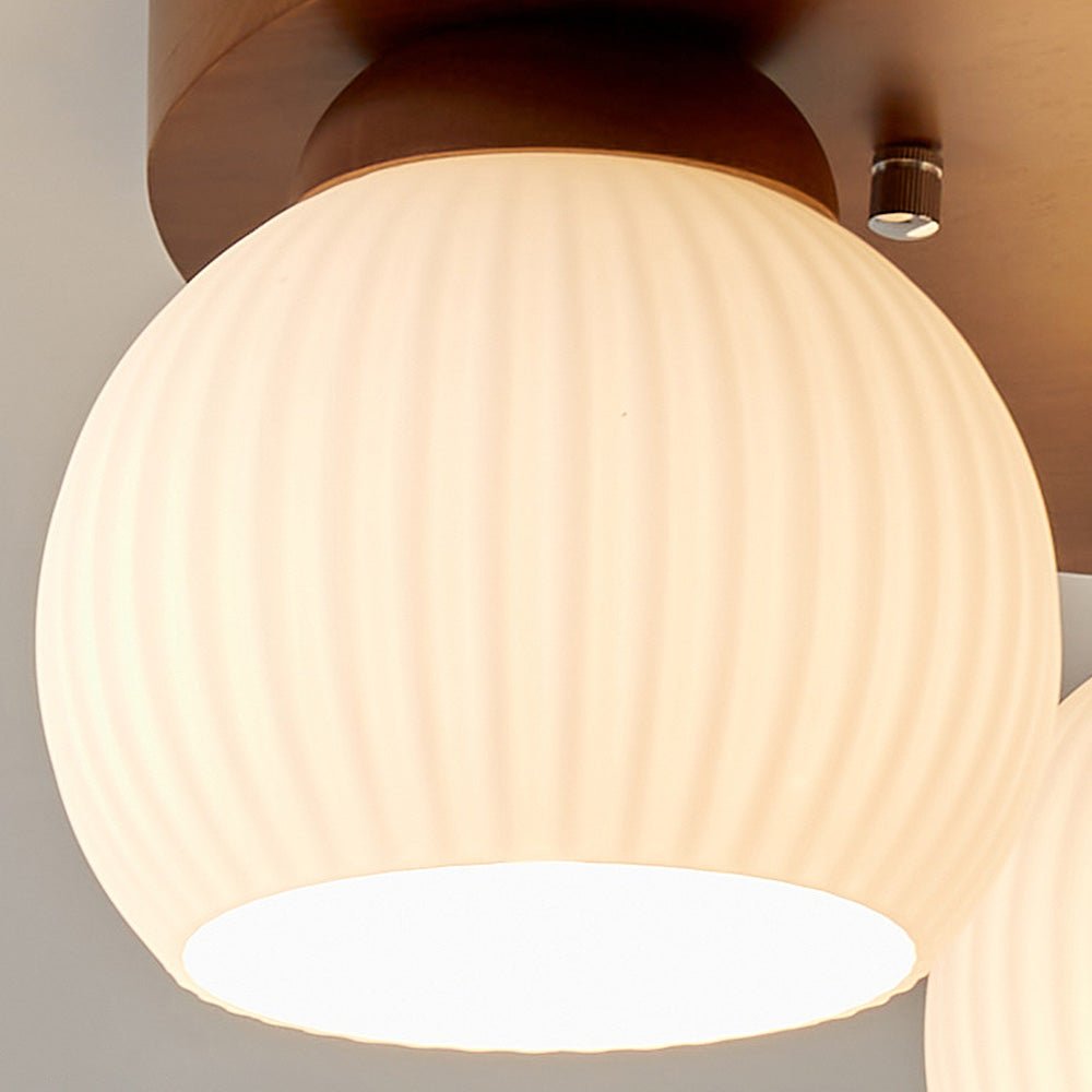 Minimalist Wood Multi-Heads White Ceiling Light