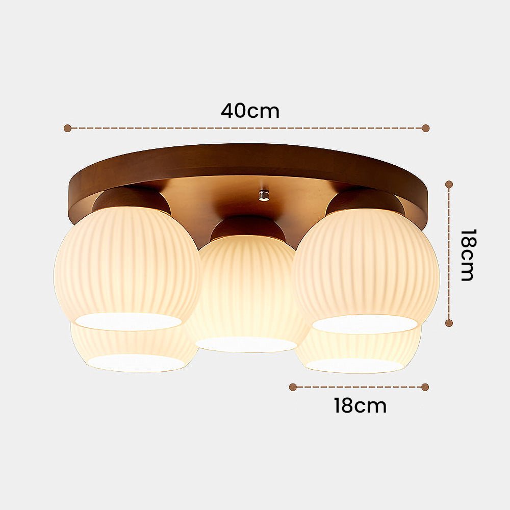 Minimalist Wood Multi-Heads White Ceiling Light