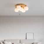 Minimalist Wood Multi-Heads White Ceiling Light