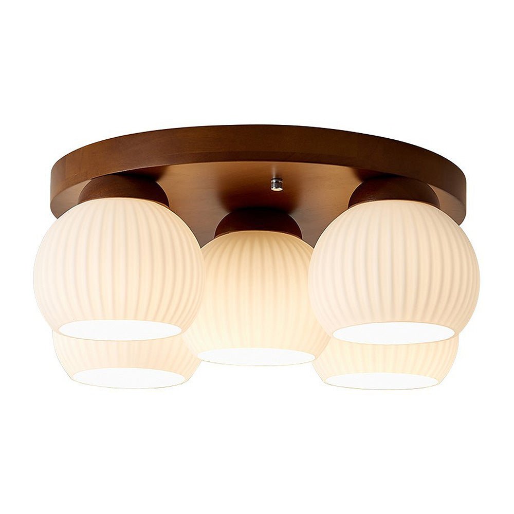 Minimalist Wood Multi-Heads White Ceiling Light