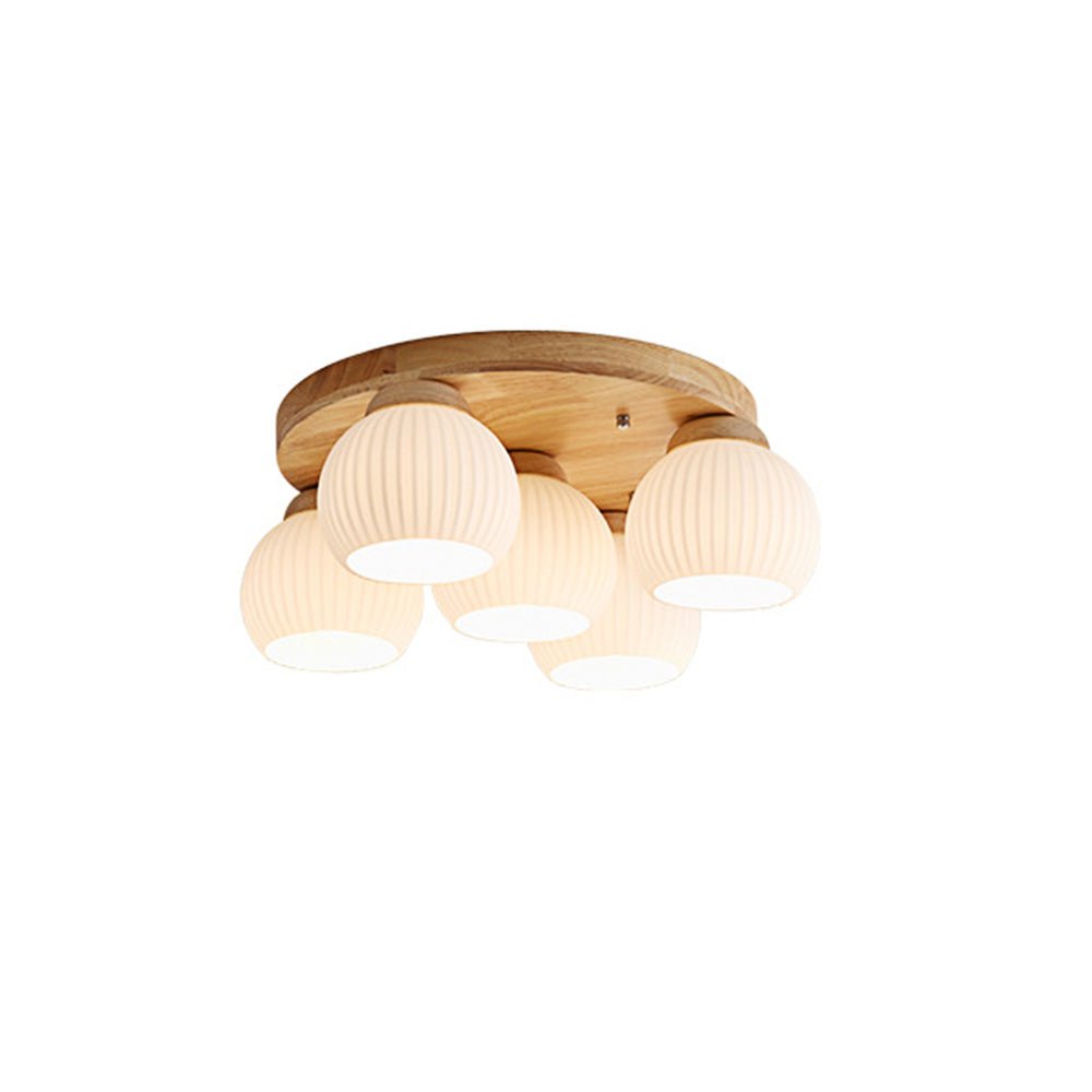 Minimalist Wood Multi-Heads White Ceiling Light