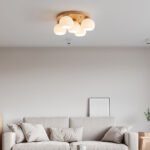 Minimalist Wood Multi-Heads White Ceiling Light