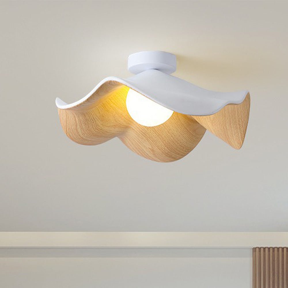 Scandinavian Wood Lotus Resin Ceiling Light