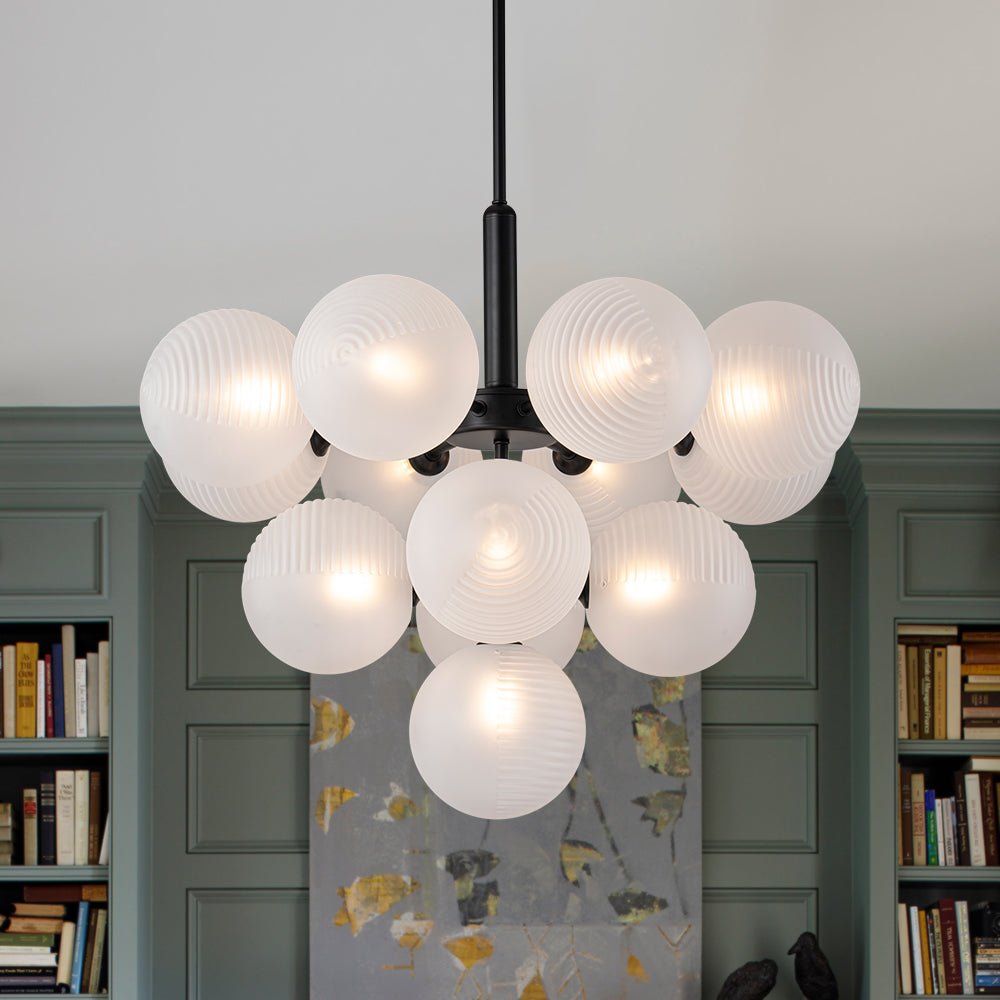 Frosted Ribbed Glass Bubble Chandelier