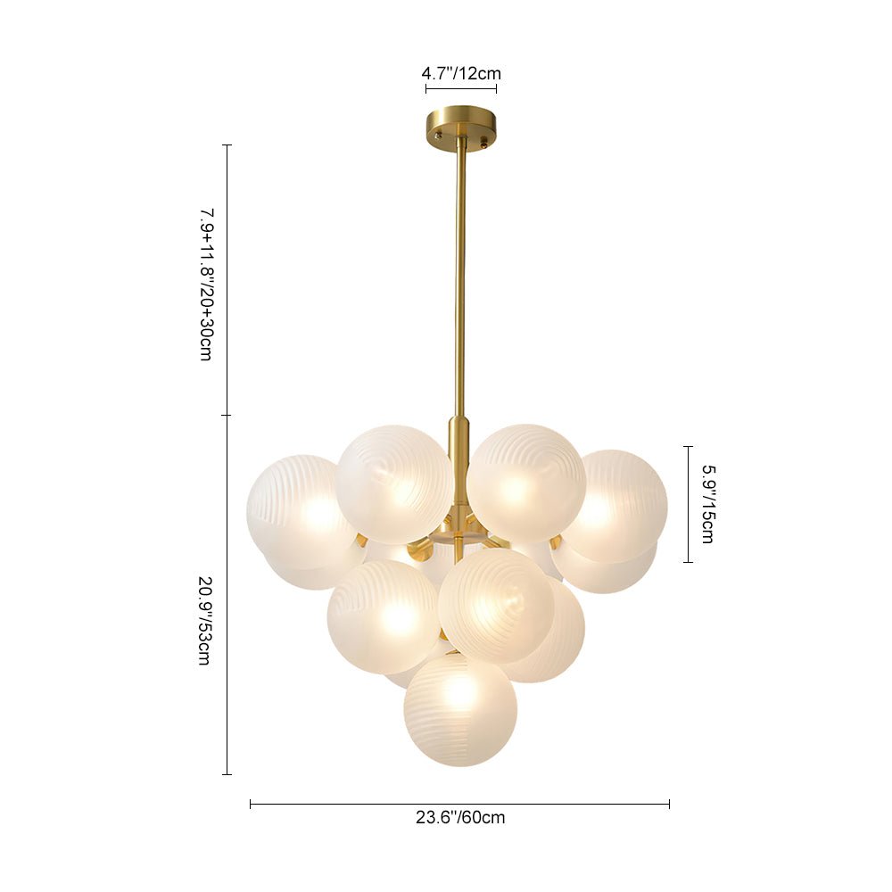 Frosted Ribbed Glass Bubble Chandelier