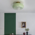 Mid Century Glass Semi Flush Mount Ceiling Lamp