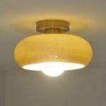 Mid Century Glass Semi Flush Mount Ceiling Lamp