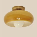 Mid Century Glass Semi Flush Mount Ceiling Lamp