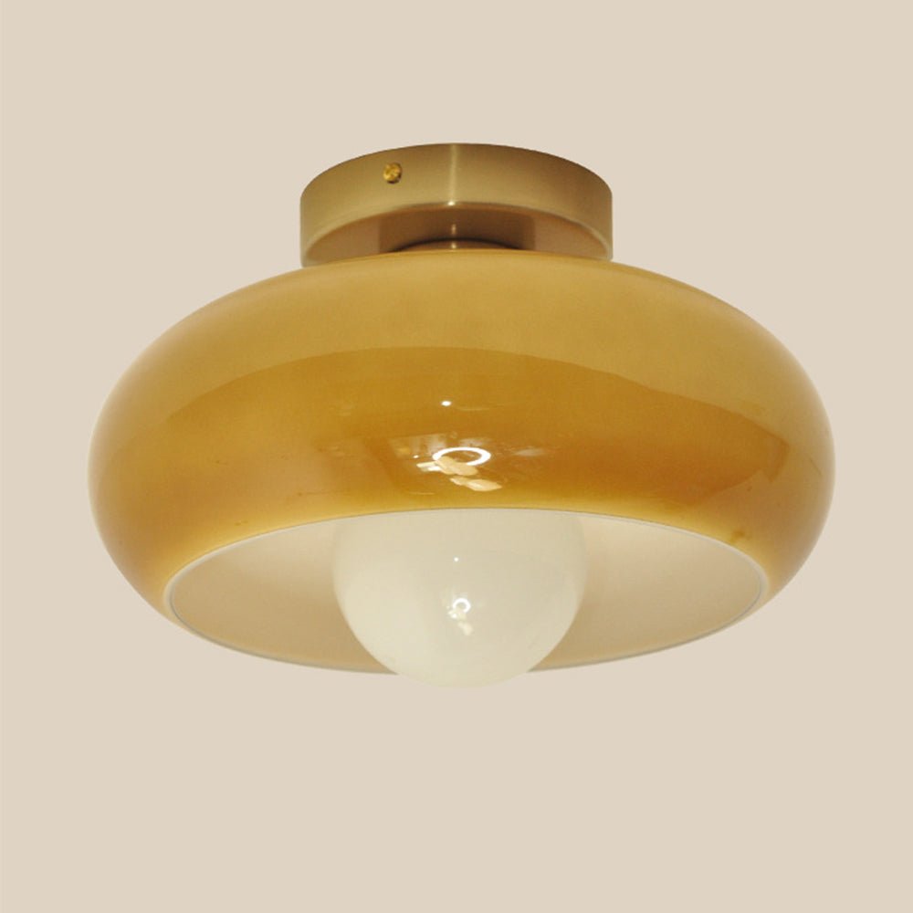 Mid Century Glass Semi Flush Mount Ceiling Lamp