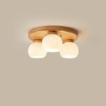 Minimalist Wood Multi-Heads White Ceiling Light