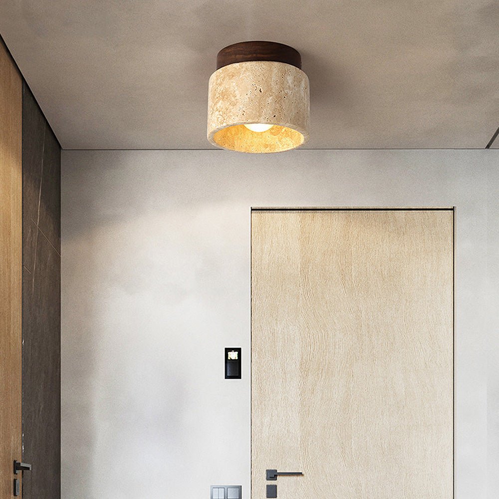 Contemporary Industrial Beige Stone Wall Light