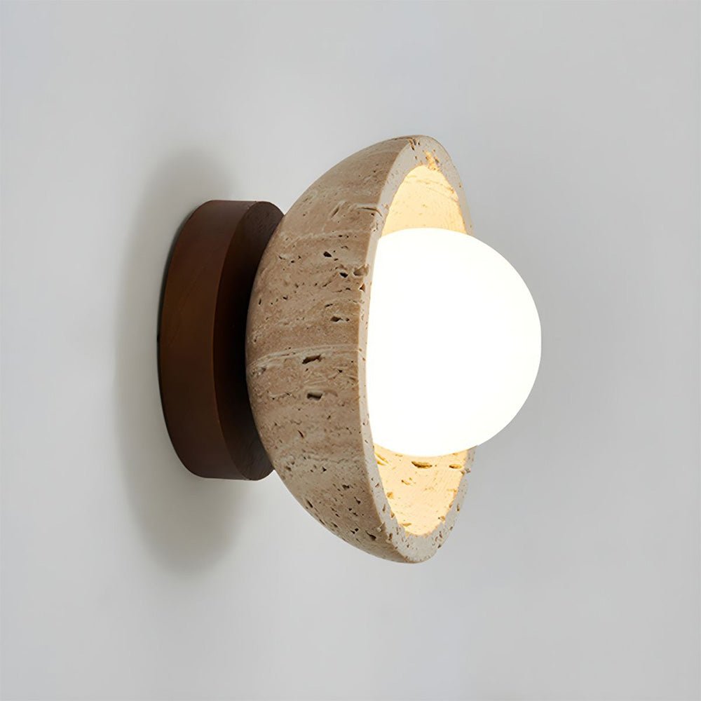 Contemporary Industrial Beige Stone Wall Light