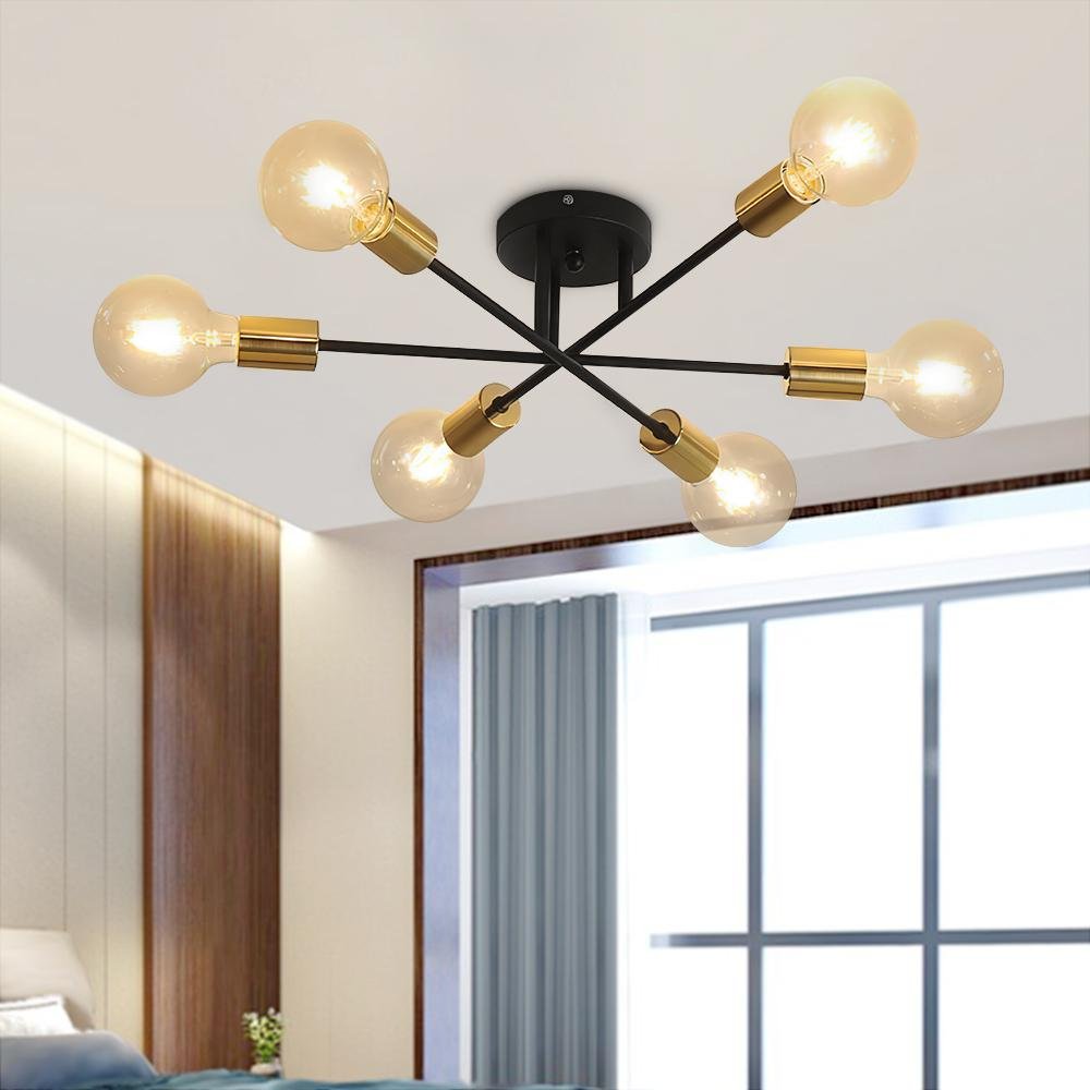 6-light Semi Flush Sputnik Light Fixture