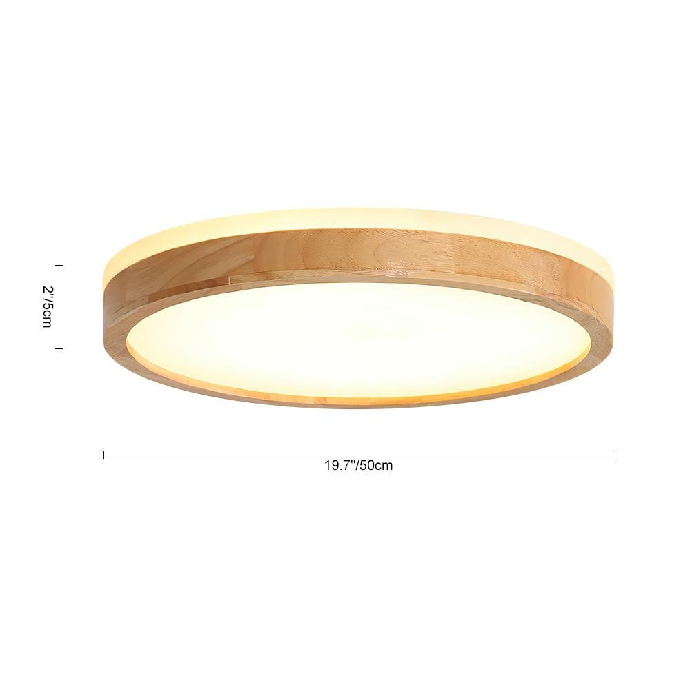 Round LED Wood Flush Mount Light