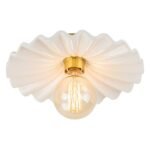 1-Light Creamy Ceramic Shade Semi Flush Mount