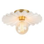 1-Light Creamy Ceramic Shade Semi Flush Mount