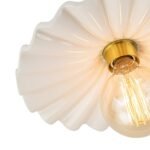 1-Light Creamy Ceramic Shade Semi Flush Mount