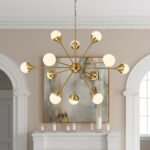 12-Light Opal Glass Globe Sputnik Chandelier