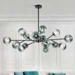 15-Light Branch Blue Glass Globe Bubble Chandelier