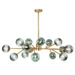 15-Light Branch Blue Glass Globe Bubble Chandelier