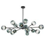 15-Light Branch Blue Glass Globe Bubble Chandelier