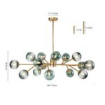 15-Light Branch Blue Glass Globe Bubble Chandelier