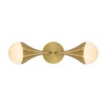 2-Light Aged Brass Teardrop Frosted Glass Wall Sconce