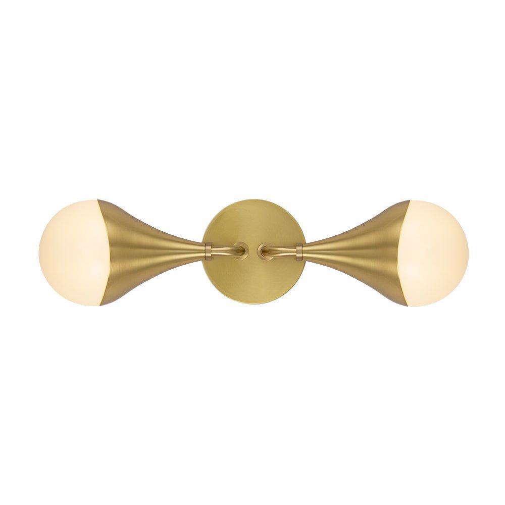 2-Light Aged Brass Teardrop Frosted Glass Wall Sconce