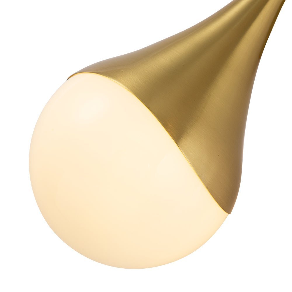 2-Light Aged Brass Teardrop Frosted Glass Wall Sconce