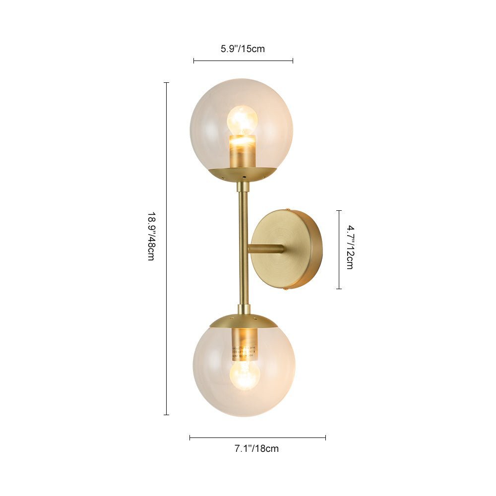 2-Light Glass Globe Wall Sconce