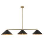 3-Light Black Cone Shade Kitchen Island Pendant