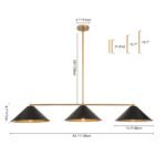 3-Light Black Cone Shade Kitchen Island Pendant