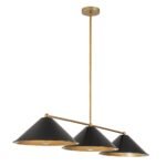 3-Light Black Cone Shade Kitchen Island Pendant