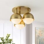 3-Light Opal Glass Globe Semi Flush Mount Light