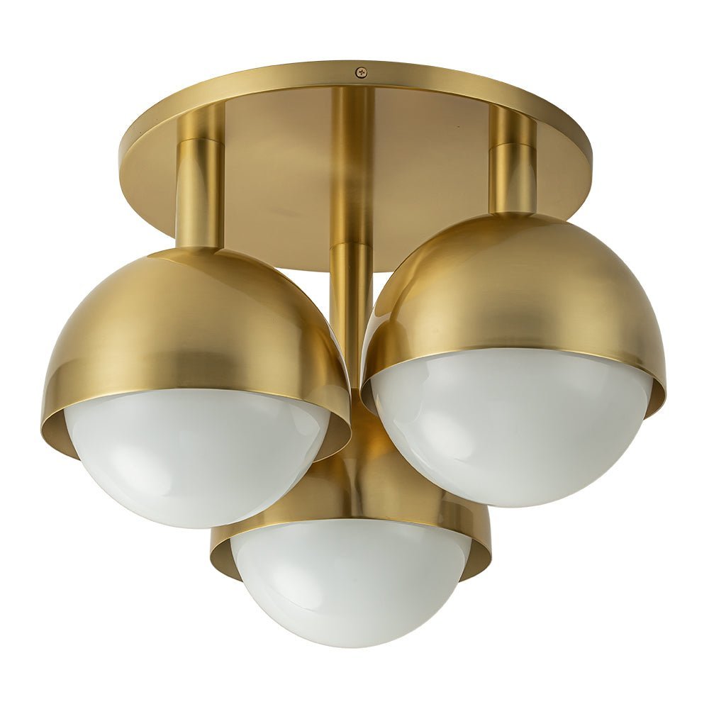 3-Light Opal Glass Globe Semi Flush Mount Light